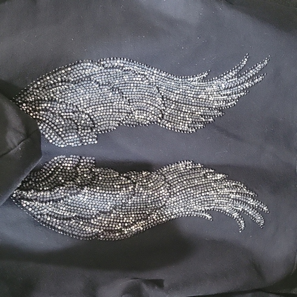 BLACK SWEAT JACKET ANGEL WINGS